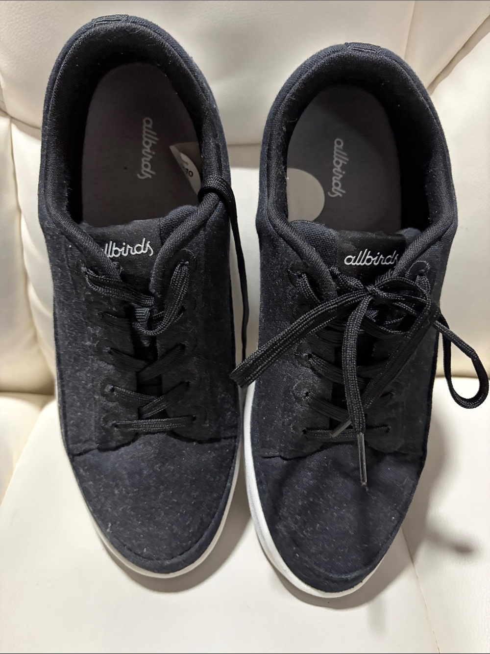 allbirds Men's Black Wool Sneakers with White Sole